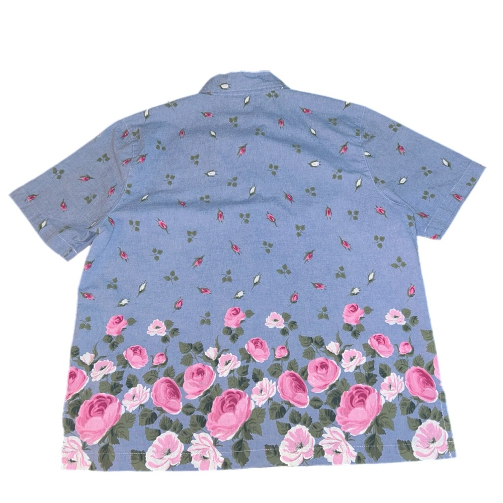 Floral Border Button-Down Shirt - Blue & Pink - Picture 4 of 5